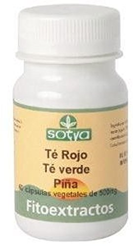 Té Verde, Té Rojo, Piña 60 cápsulas de 500 mg de Sotya