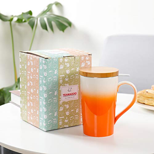 TEANAGOO Taza de té M066-P Bone China con difusor y tapa, 510 ml, rosa, taza de té de oficina con voltaje fuerte Filtro de preparación más recto para té suelto