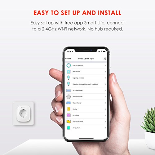 TECKIN Enchufe Inteligente, 16A 3680W Enchufe WiFi Con Monitor de Energía, Compatible con Alexa & Google Home, Enchufe con Control Remoto y Función de Temporizado, Enchufes Inteligentes 2 Packs