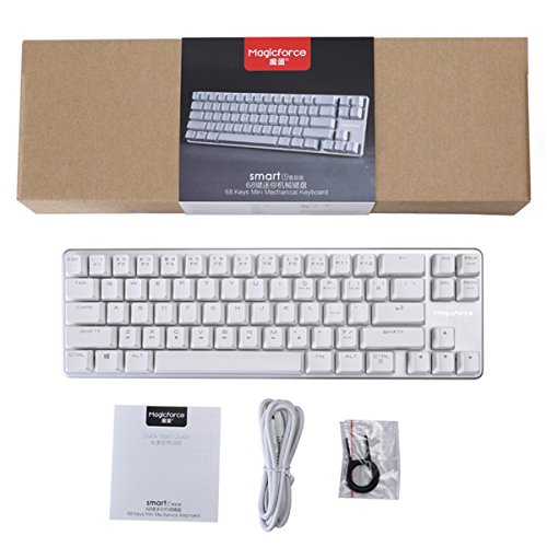 Teclado De Juego Mecánico Mini Outemu Interruptor Marrón 68 Teclas (60%) Teclado De Juego Con Cable - Plata Blanca Magicforce De Qisan
