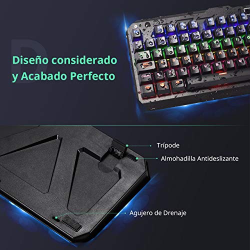 Teclado Mecánico Gaming de VicTsing, 104 Teclas y Switches Blue, con Cable y 6 Colores RGB Retroiluminado, Anti-Ghosting-Versión Español