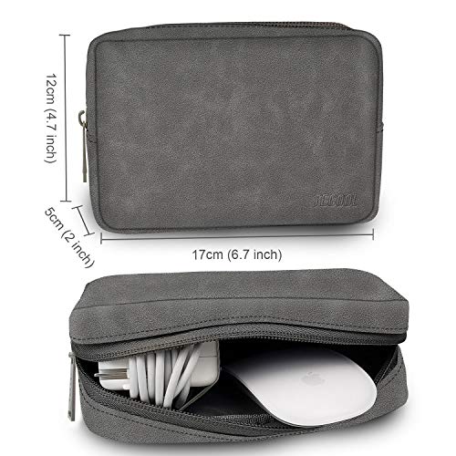 TECOOL 13-13.3 Pulgadas Funda Ordenador Portátil con Bolsa de Accesorios Cuero Bolsa para 2010-2017 Macbook Air 13, 2012-2015 Macbook Pro 13, Samsung Notebook 7 Spin, Matebook X Pro,Gris