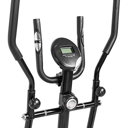 TecTake 401075 Bicicleta Elíptica de Aluminio, Consola Patalla LCD, Entrenamiento Físico, Carga Máxima 100 kg