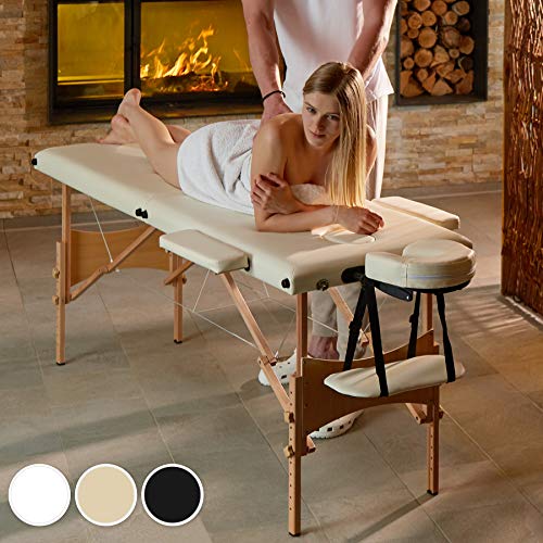 TecTake Camilla de masaje mesa de masaje banco 2 zonas plegable + bolsa - disponible en diferentes colores - (Negro | No. 401463)