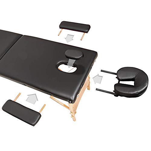 TecTake Camilla de masaje mesa de masaje banco 2 zonas plegable + bolsa - disponible en diferentes colores - (Negro | No. 401463)