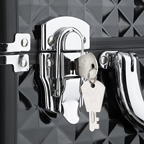 TecTake Maleta para cosméticos Maletín para Maquillaje joyería Trolley con Varias Divisiones con Ruedas (Negro)