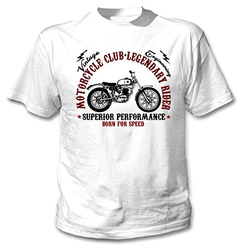 Teesandengines Bultaco Sherpa Motorcycle Club Camiseta Blanca para Hombre de Algodon Size Medium