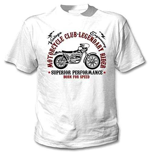 Teesandengines Bultaco tiron Motorcycle Club Camiseta Blanca para Hombre de Algodon Size Small