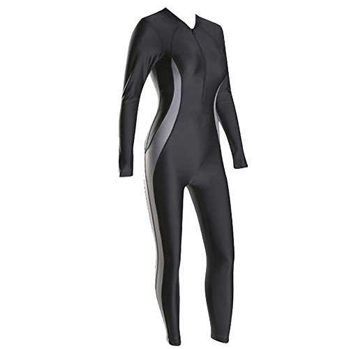 TEET - Traje de baño de neopreno para mujer, traje de baño de una sola pieza, protector solar conservador de manga larga para playa, vacaciones de surf (talla: L)