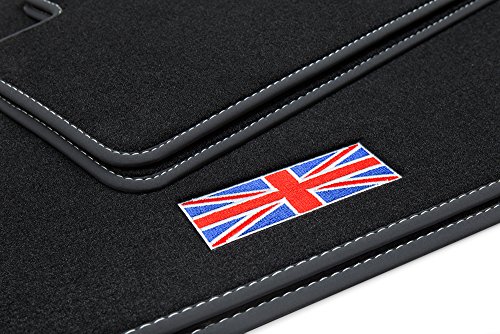 teileplus24 500-FBA Esteras Coche,Union Jack' con Costuras Decorativas y Logotipo