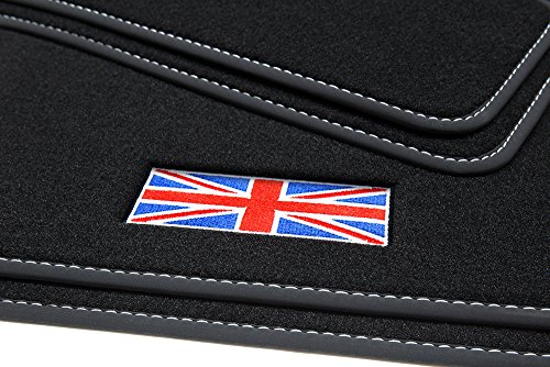teileplus24 500-FBA Esteras Coche,Union Jack' con Costuras Decorativas y Logotipo