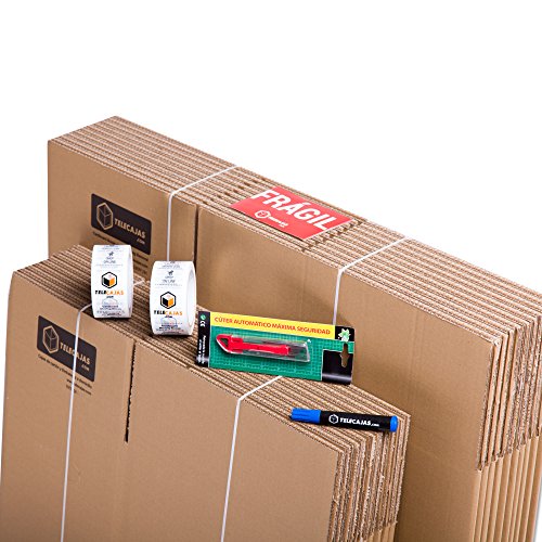 TeleCajas® | Pack Mudanza (Cajas de cartón, plástico Burbujas, precinto, etc) con el Embalaje Necesario para una mudanza de casa (Pack MUDANZA Single)
