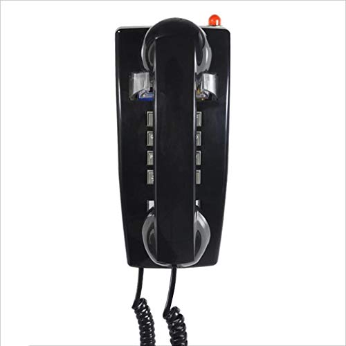 Teléfono Retro teléfono de Pared Fijo teléfono del Hotel Familia Hotel teléfono indicador de Sonido a Prueba de Agua y a Prueba de Humedad (Color : Black)