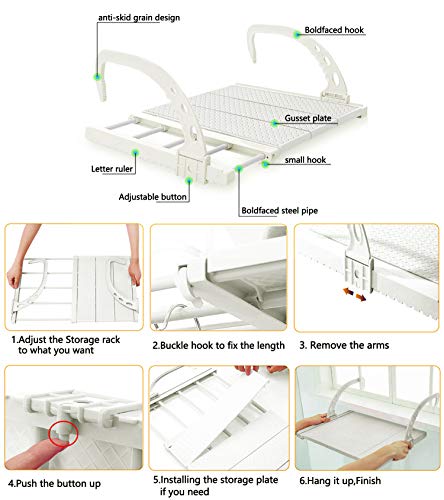 Tendedero multifunción para zapatos, ventana balcón plegable con clips, barra de secado de toallas, estante de secado de ropa (blanco), Blanco, 75-120cm