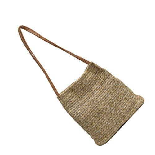TENDYCOCO bolso bandolera de paja bolso de hombro mujer bolso de mano grande de verano de playa bolso (beige oscuro)