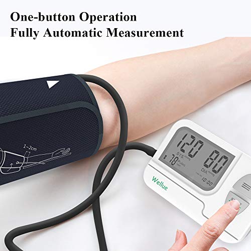 Tensiómetro de Brazo Digital, Monitor de Presión Arterial Automatico con Gran Pantalla LED, Deteccion de Irregular Arritmia, Brazalete 22-42cm, Memoria de Hasta 199 Mediciones