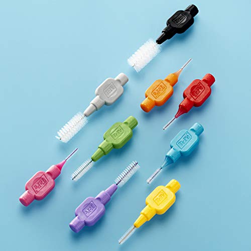 Tepe - Lote de 8 cabezales interdentales para cepillo de dientes (con colgador, varios tamaños), multicolor