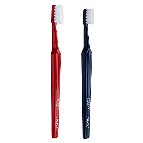 TePeSpecial Care Cepillo de dientes ultra-suave/Cepillo manual para tejido bucal sensible/Indicado para uso post-operatorio/Tamaño regular/Color rojo