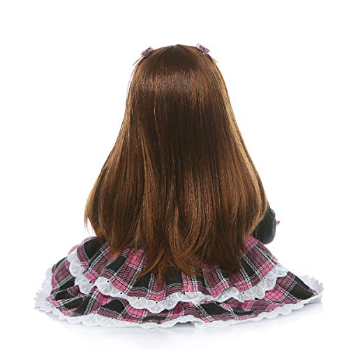 Terabithia 24" Realista Pelo Largo y Recto Princesa Reborn Muñecas para niños pequeños en Vinilo de Silicona Suave Cuerpo de Peluche Recién Nacido Bebé Niña Muñeca Se ve Real y se Siente Real