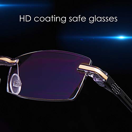 TERAISE Gafas de lectura sin montura Moda Corte de diamante Diseño antifatiga Lente transparente Lectores de anteojos para hombres(1.0X)