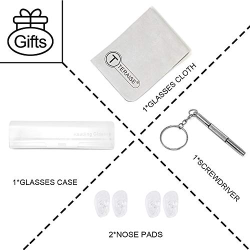 TERAISE Gafas de lectura sin montura Moda Corte de diamante Diseño antifatiga Lente transparente Lectores de anteojos para hombres(1.0X)