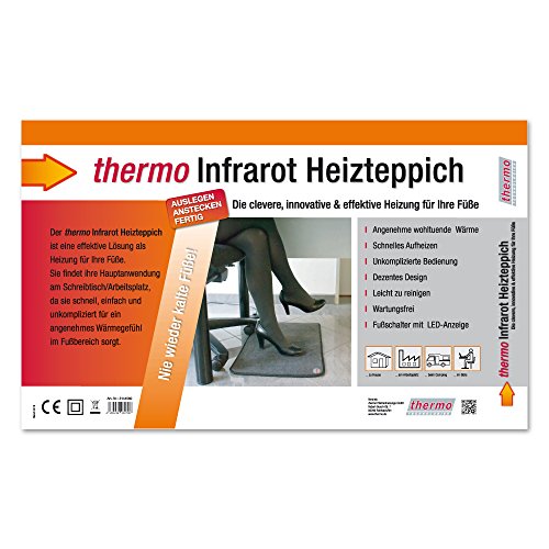 térmico calefactor por infrarrojos Alfombra, 390 x 590 mm, 85 W, con LED de interruptor de pie, IPX4