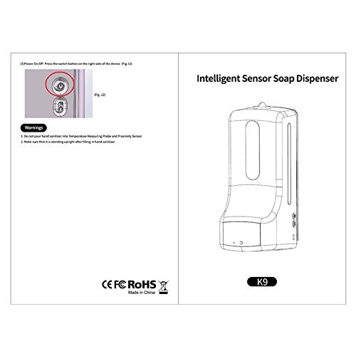 Termómetro de pared con dispensador de jabón de manos , montado en la Pared termómetro de Infrarrojos 2 en 1 dispensador de jabón para Office Home Supermarket Subway School Community - Gran capacidad
