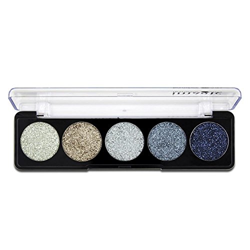 terynbat IMAGIC 5 Colores Brillo en Polvo Lentejuelas Sombra de Ojos Paleta de Sombras de Ojos Kit de Maquillaje Set Maquillaje Caja Profesional