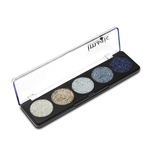 terynbat IMAGIC 5 Colores Brillo en Polvo Lentejuelas Sombra de Ojos Paleta de Sombras de Ojos Kit de Maquillaje Set Maquillaje Caja Profesional