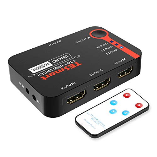 TESmart HDMI Switch, Conmutador HDMI 3 Entradas 1 Salida HDMI Switch 3x1 4K @ 60Hz 4: 4: 4 HDMI (Negro)