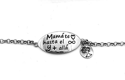 Thäiba Bijoux Pulsera Plata 925 Mamá, Te Quiero mamá, te Quiero hasta el Infinito y más allá.