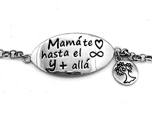 Thäiba Bijoux Pulsera Plata 925 Mamá, Te Quiero mamá, te Quiero hasta el Infinito y más allá.