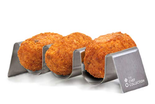 THE CHEF COLLECTION – Portatacos, Accesorio de cocina, soporte para tacos de acero inoxidable, 15,0x4,5x4,0 cm.