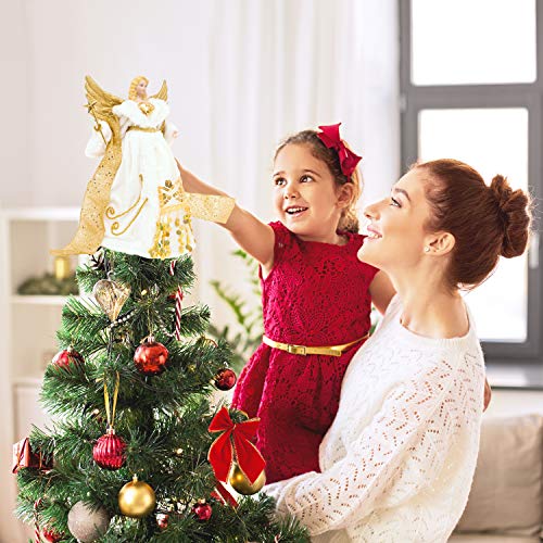 The Christmas Workshop 82050, 30 cm de árbol de Navidad de Ángel tradicional en la parte superior, crema/dorado