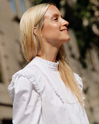 The Drop Minivestido blanco con volantes y pechera para mujer por @thefashionguitar, S