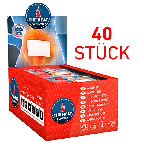 THE HEAT COMPANY Calentador Cuerpo - 40 piezas - EXTRA CÁLIDO - adhesivo - Calentador Espalda - Cuerpo caliente - 12 horas de calor acogedor - calor instantáneo - activado por aire - puro natural