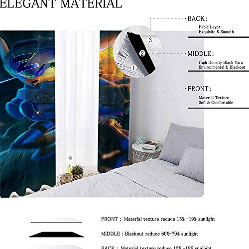 The Hedgehog Sonic Adventure - Cortinas opacas para dormitorio con ojales, aislamiento térmico, para oscurecer habitaciones, poliéster, multicolor, 2 panel(21"W x 54"L W53cmxL137cm)