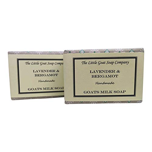 The Little Goat Soap Company Jabón de leche de cabra, lavanda y bergamota, paquete de 2
