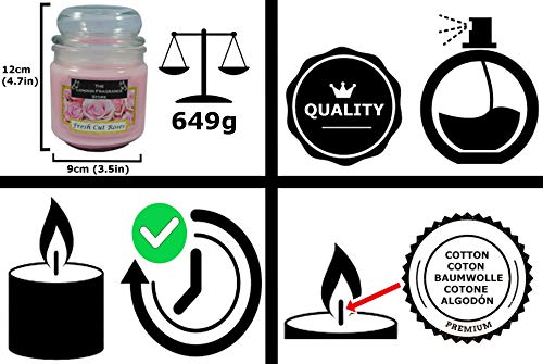 THE LONDON FRAGRANCE STORE - Vela Perfumada Cera de Soja - Aceites Aromáticos 75 Horas - Rosas - Mediano - En Frasco - Mecha de Algodón - Rosa