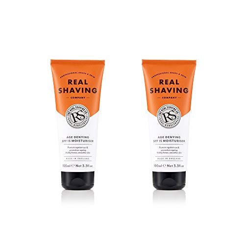 The Real Shaving Company Age Denying SPF 15 Moisturiser - Protects against sun and premature ageing. Visibly firmer and smoother skin. 2 x 100 ml