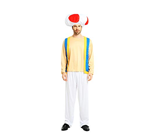 thematys Super Mario Toad Gorra + Pantalones + Camiseta - Disfraz de Adulto Carnaval y Cosplay - Free Size