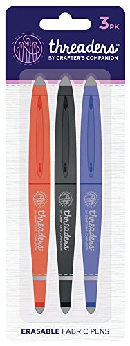 Threaders TH-1152 Rotuladores de Costura de Tela Borrable-Múltiples-Paquete de 3, Azul, 197 x 7 x 0.6 cm, 3