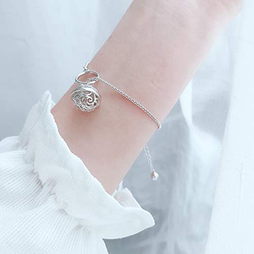 THTHT S925 Pulsera De Plata Esterlina De Moda Mujer Simple TV Drama con La Misma Campana Retro Temperamento Joyería Creativa Personalidad Dulce Lindo Regalo De Cumpleaños