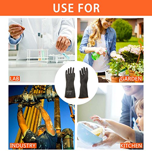 ThxToms - Guantes de látex resistentes a los ácidos, a los alcaloides y al aceite, negro
