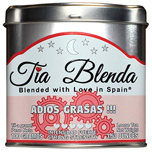 TIA BLENDA - ADIÓS GRASAS (100 g) - Mezcla Exclusiva de TÉ ROJO PU-ERH Imperial Premium, JENGIBRE y CANELA. Té en hojas. 40 - 50 tazas. Presentación premium en lata. Loose Tea Caddy.