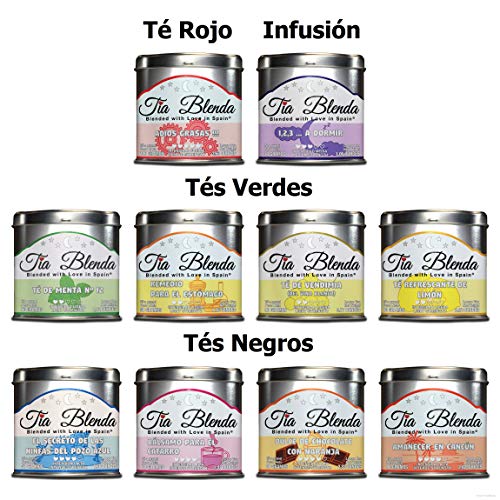 TIA BLENDA - ADIÓS GRASAS (100 g) - Mezcla Exclusiva de TÉ ROJO PU-ERH Imperial Premium, JENGIBRE y CANELA. Té en hojas. 40 - 50 tazas. Presentación premium en lata. Loose Tea Caddy.