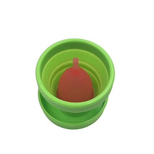 Tiamu Copa Menstrual Vaginal y Vaso Esterilizador Vasos Esterilizantes Plegables Flexible para Limpiar Taza Plegable de Camping Reciclable para Mujer (Rosa)