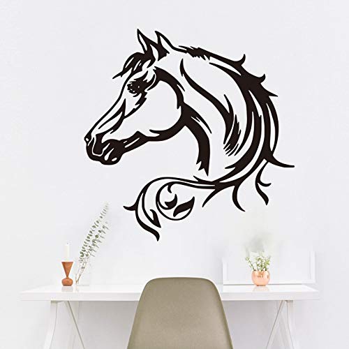 Tianpengyuanshuai Hermoso Gran Caballo Cabeza Pegatinas de Pared habitación de los niños Dormitorio Dibujos Animados Caballo Selva Animal vivero decoración de Vinilo -40x40cm