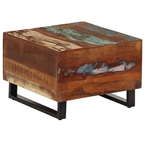 Tidyard Mesas de Centro Mesas de Centro Vintage de Madera Maciza Reciclada y Hierro 50 x 50 x 35 cm