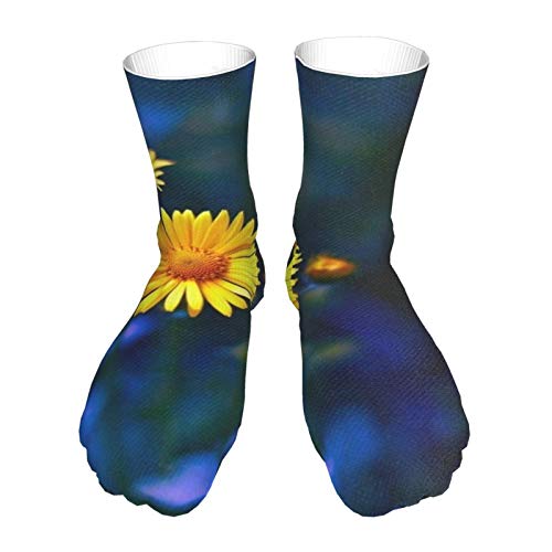 Tierra Flores Amarillo Camomila Transpirable Tobillo Calcetines Atléticos Suave Caliente Grueso Casual Crew Calcetines Unisex